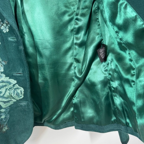 Le Chateau Y2K Green Suede Floral Embroidered Fully Lined Jacket Size XS - Picture 9 of 14